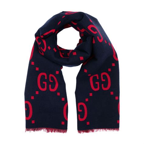 gucci gg jacquard wool silk scarf - blue - scarves|gucci reversible wool scarf.